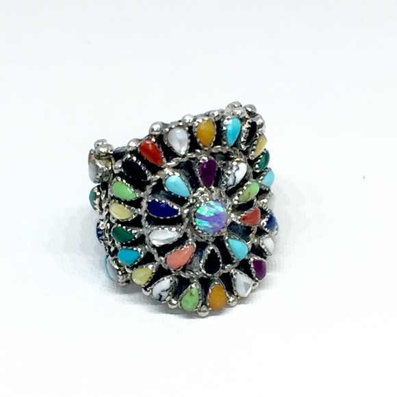 Sterling Silver Multi Stone Sunburst Ring - Picture 1 of 5
